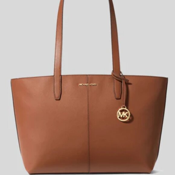 BNWT bags, plastic, foam, paper Michel Kors Camel Tote - Picture 1 of 6
